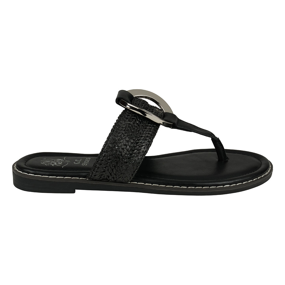 Jovie Black Flat Ring Sandals