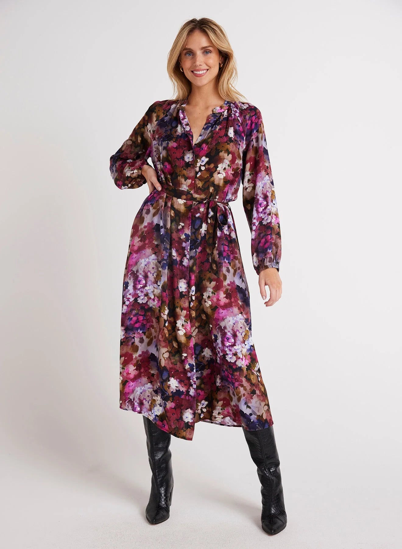 Long Sleeve Raglan Midi Dress