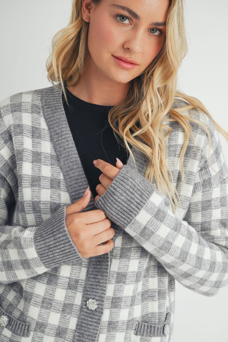 Plaid Sweater Cardigan