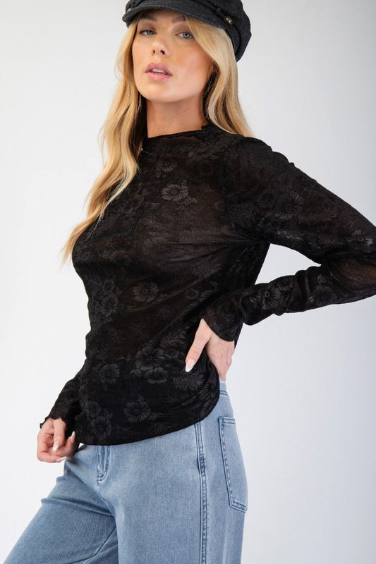 Burnout Lace Top