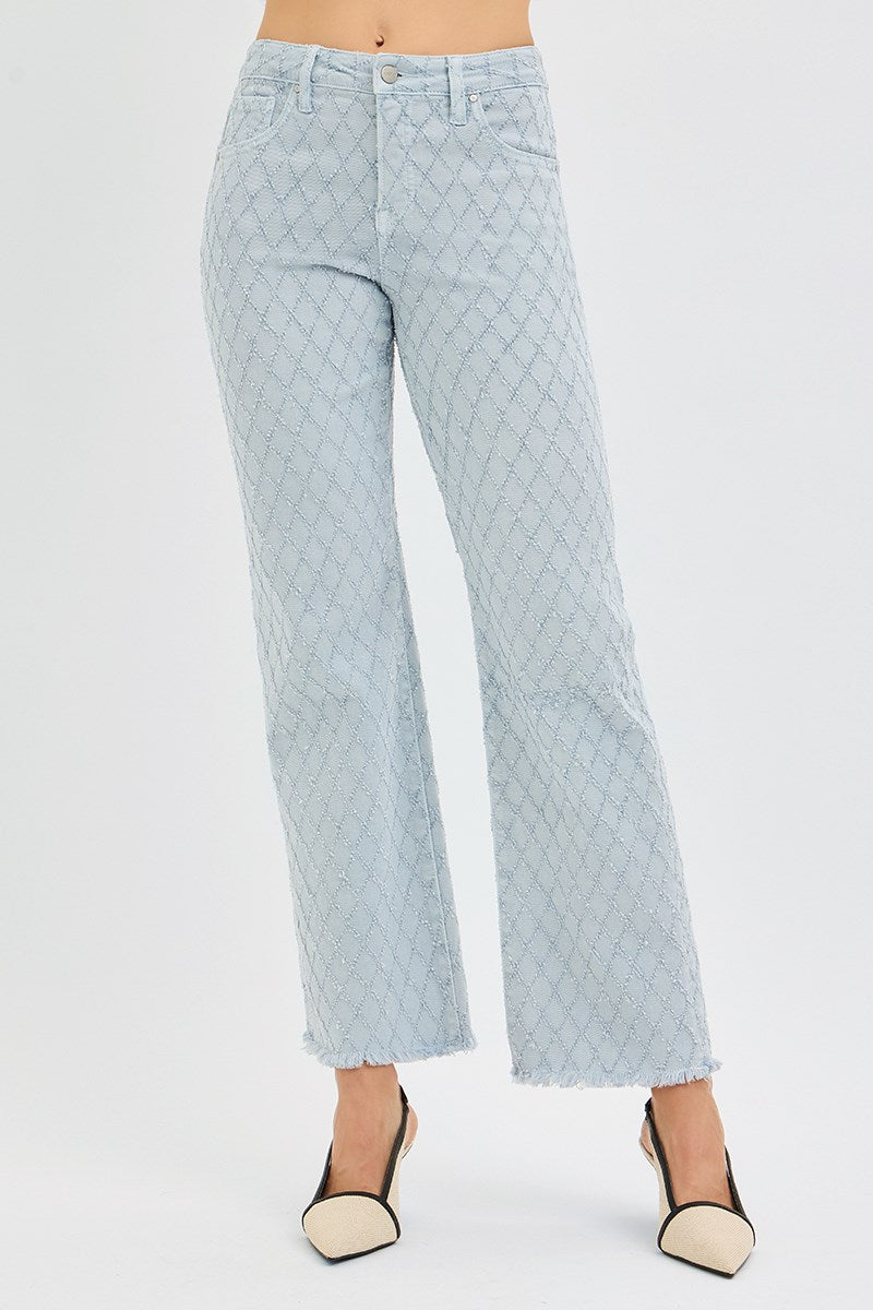 High Rise Ankle Straight Textured Jeans