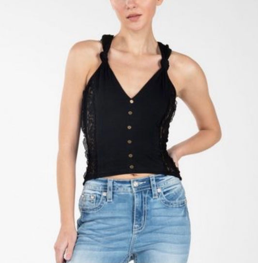 Buttoned Tank With Knot Detail