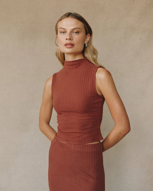 Mock Neck Sleeveless Top