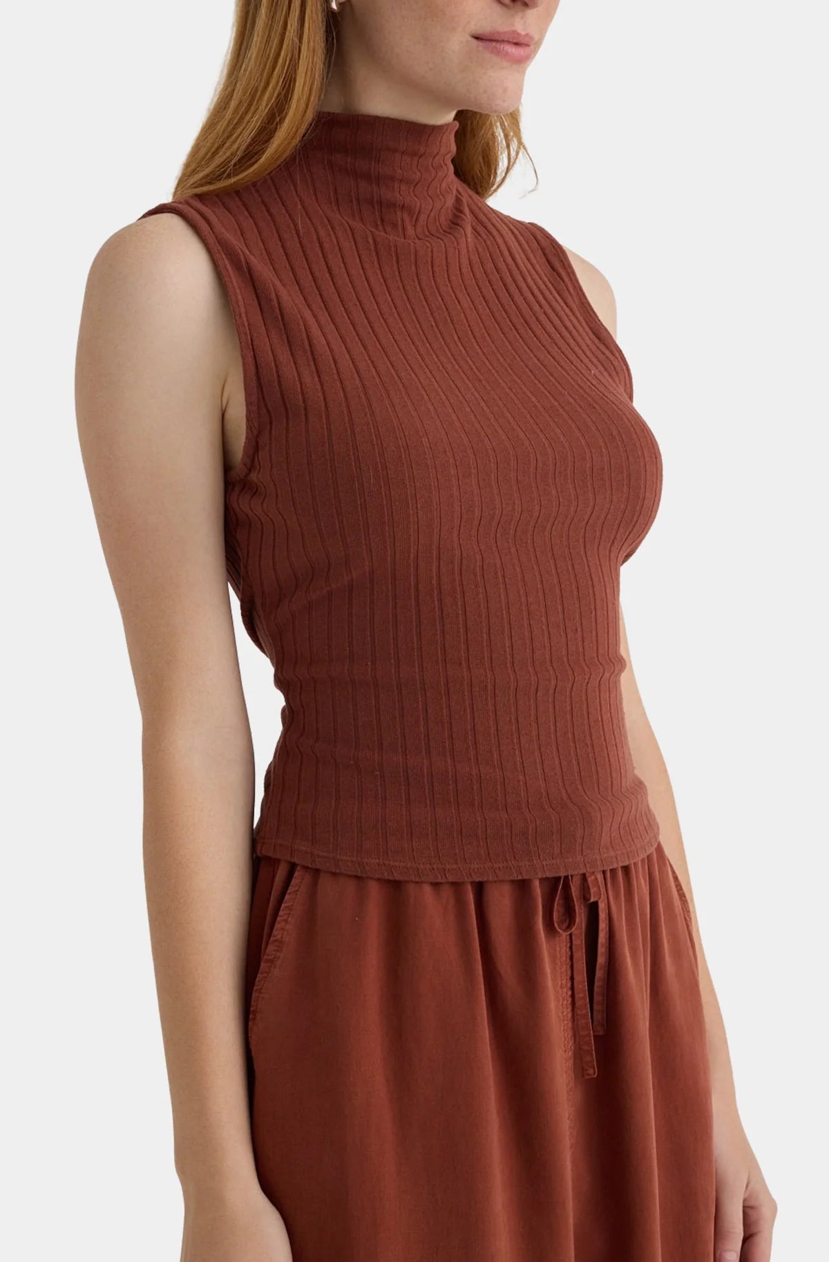 Mock Neck Sleeveless Top