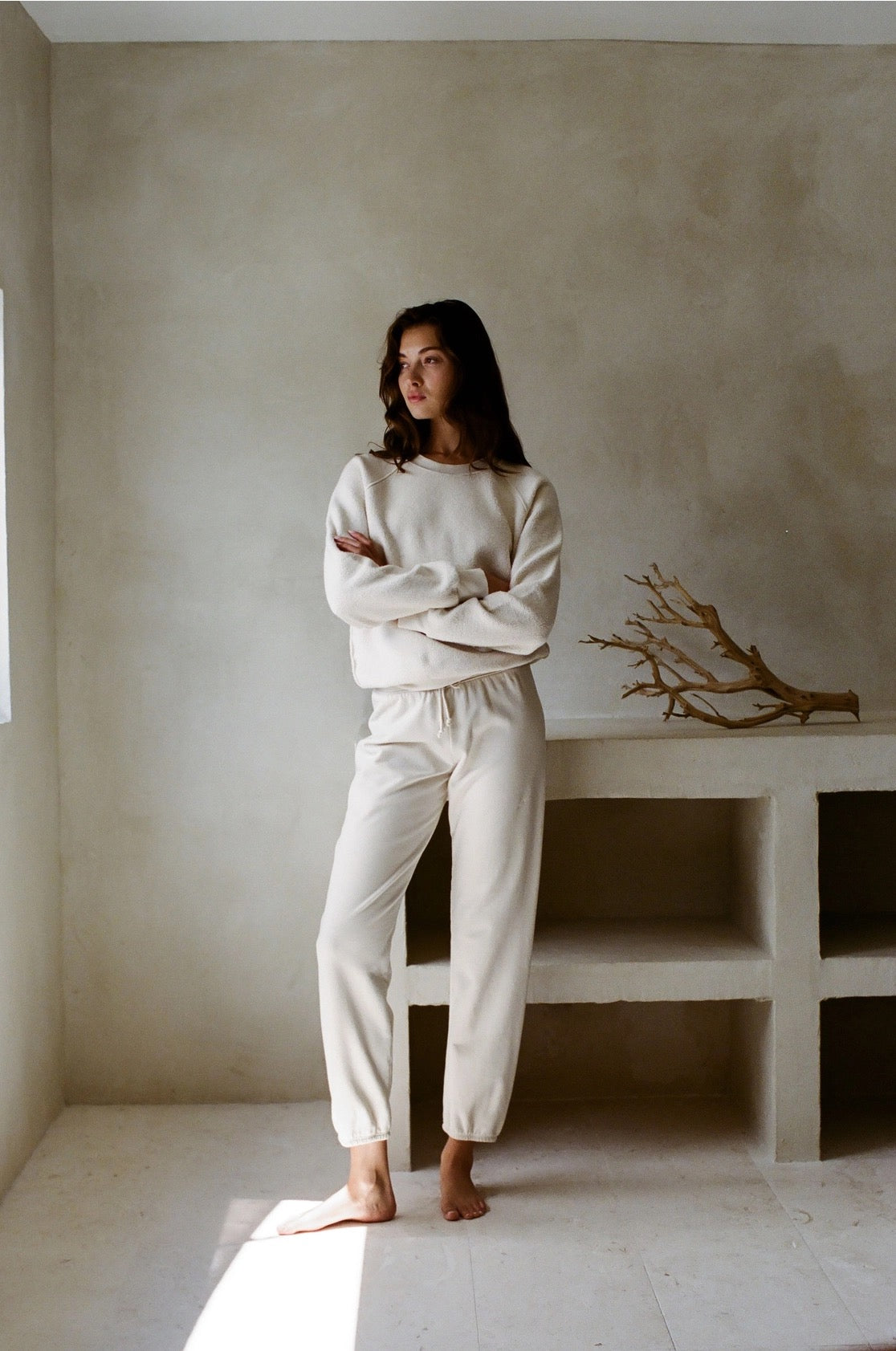 Knit Cotton Upside Down Garment Washed Pullover