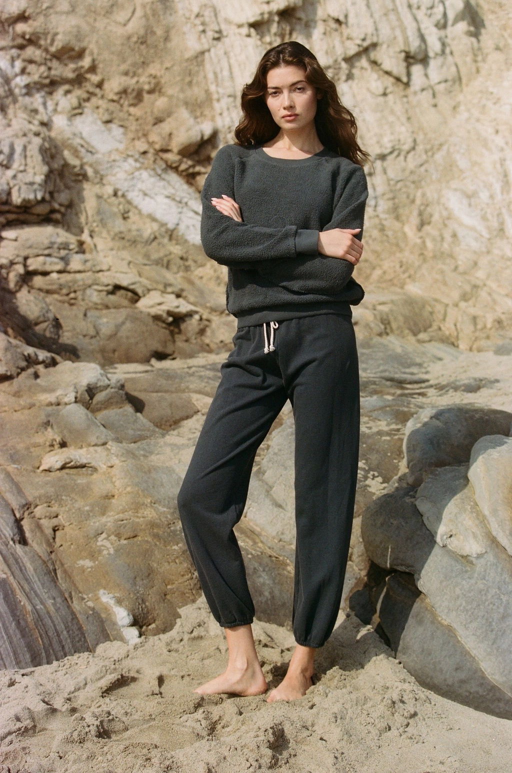 Knit Cotton Upside Down Garment Washed Pullover