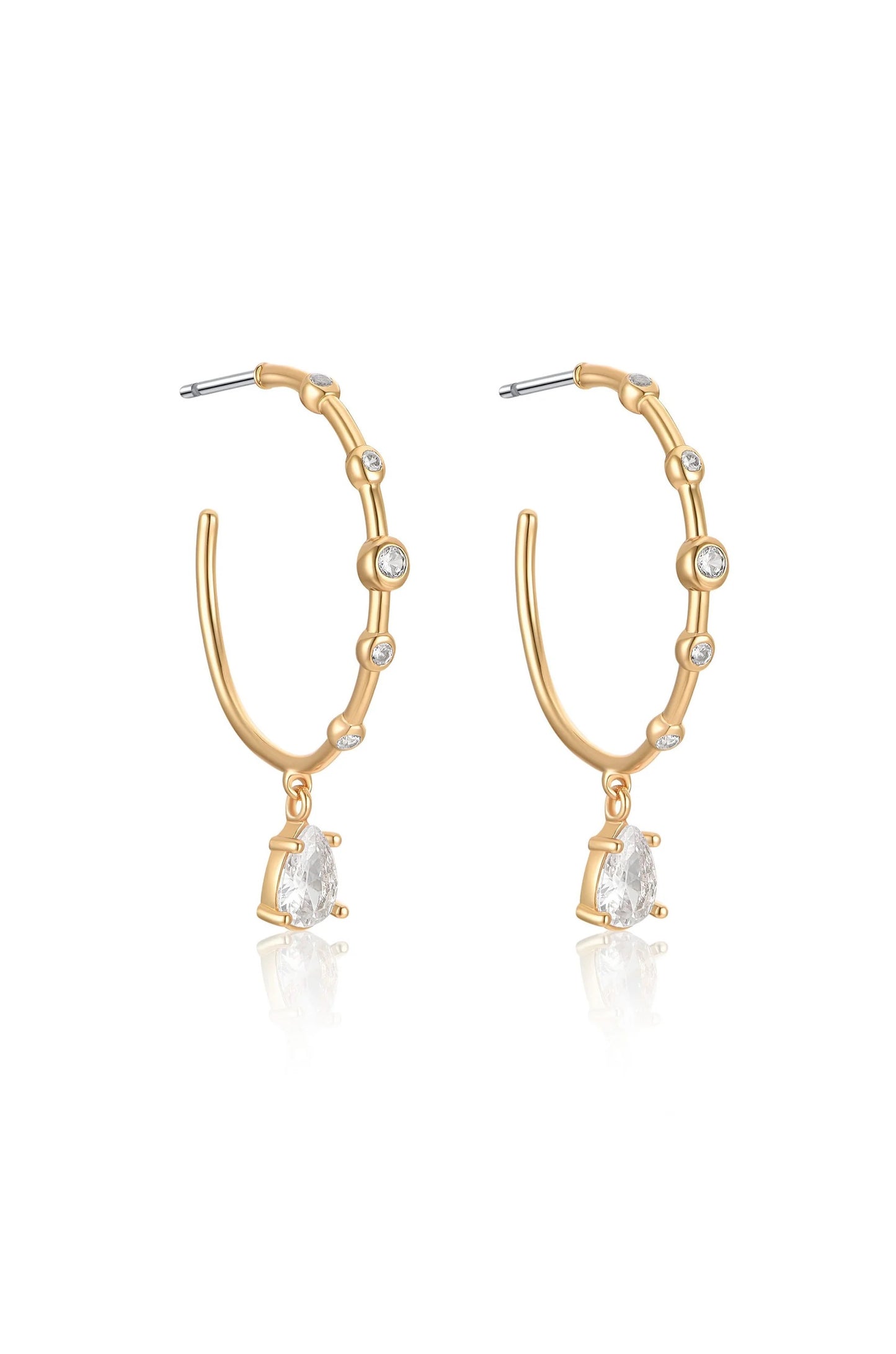 Delicate Crystal Charm Hoop Earrings