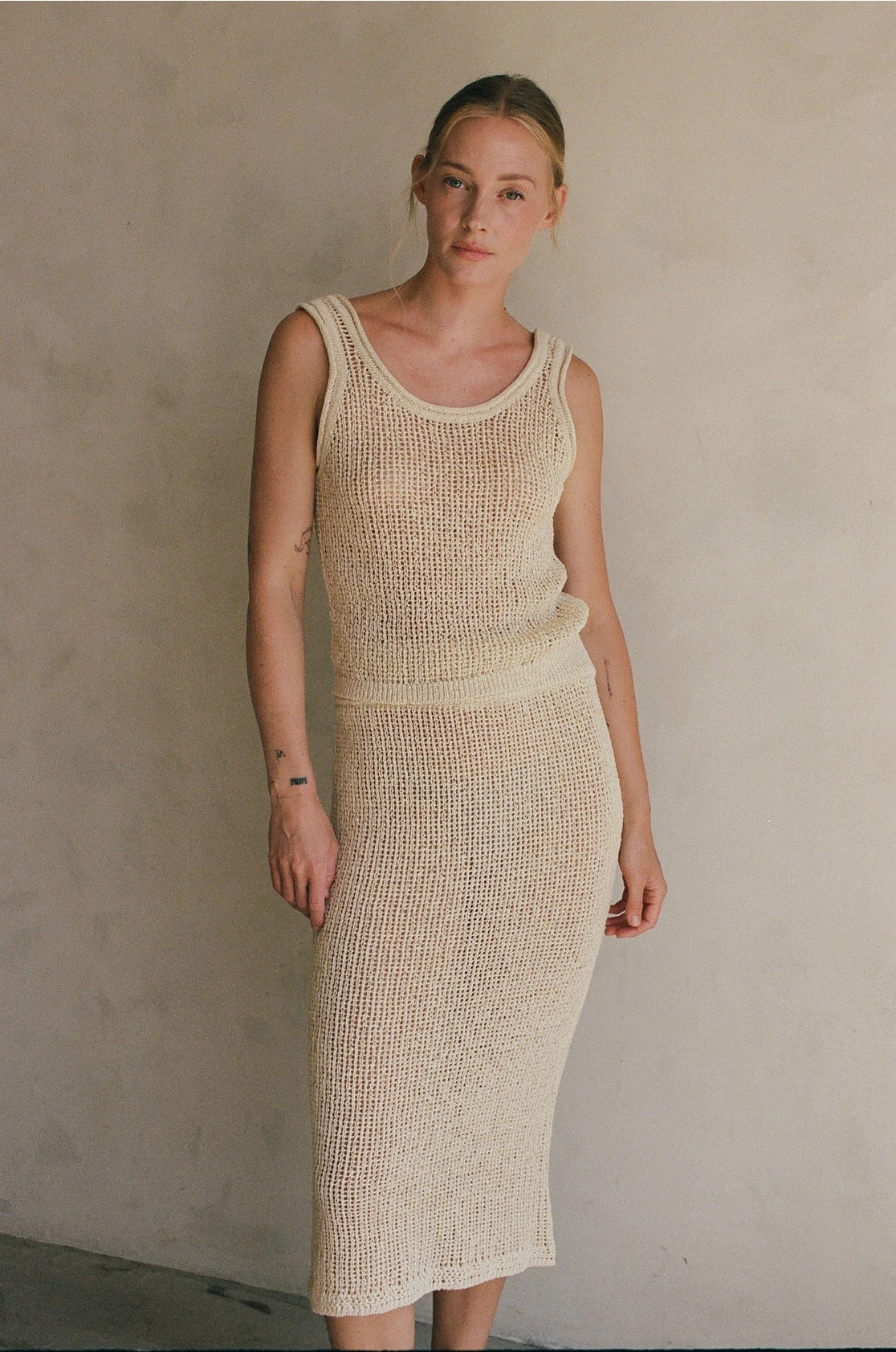Knit Polyester Cotton Sweater Ribbed Tank