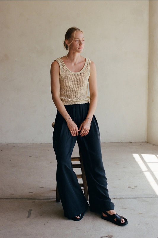 Knit Polyester Cotton Sweater Ribbed Tank