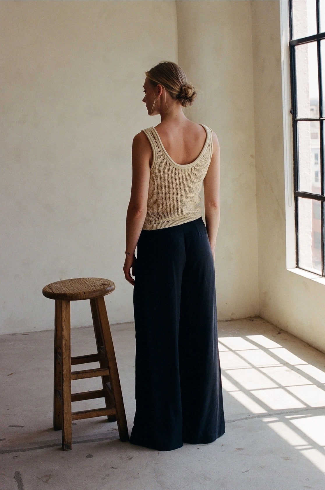 Knit Polyester Cotton Sweater Ribbed Tank