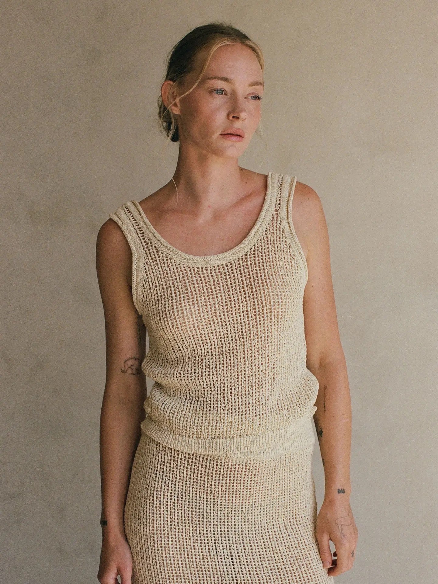Knit Polyester Cotton Sweater Ribbed Tank