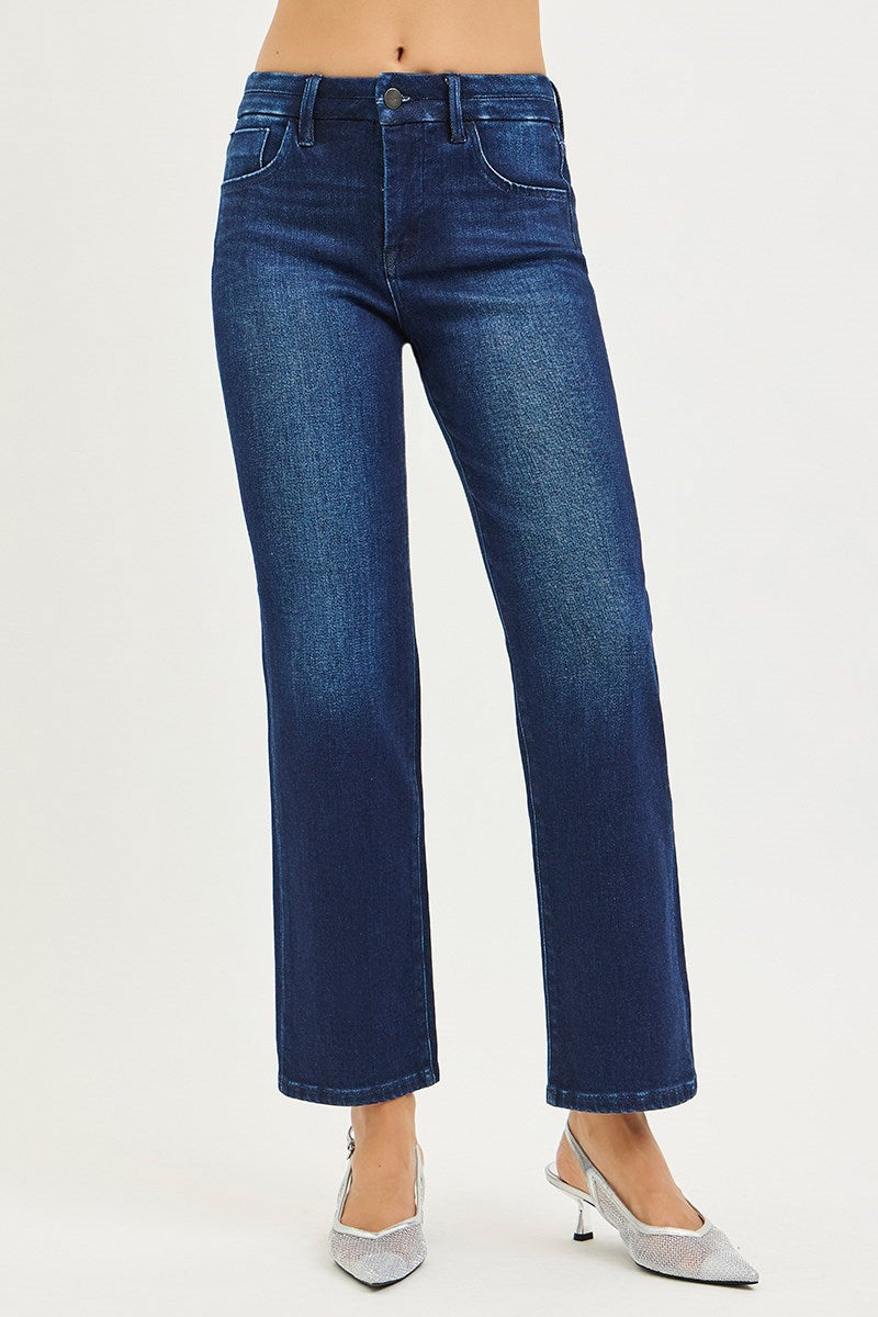Tummy Control Mid Rise Ankle Straight Jeans