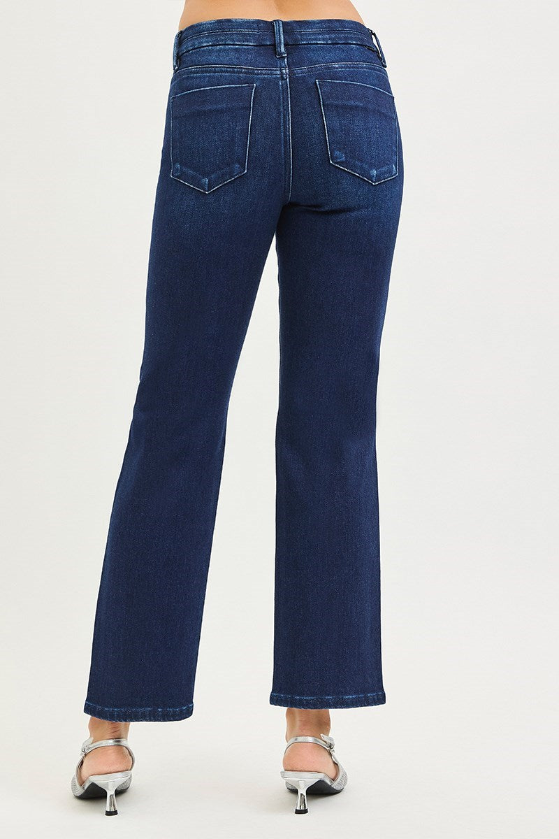 Tummy Control Mid Rise Ankle Straight Jeans