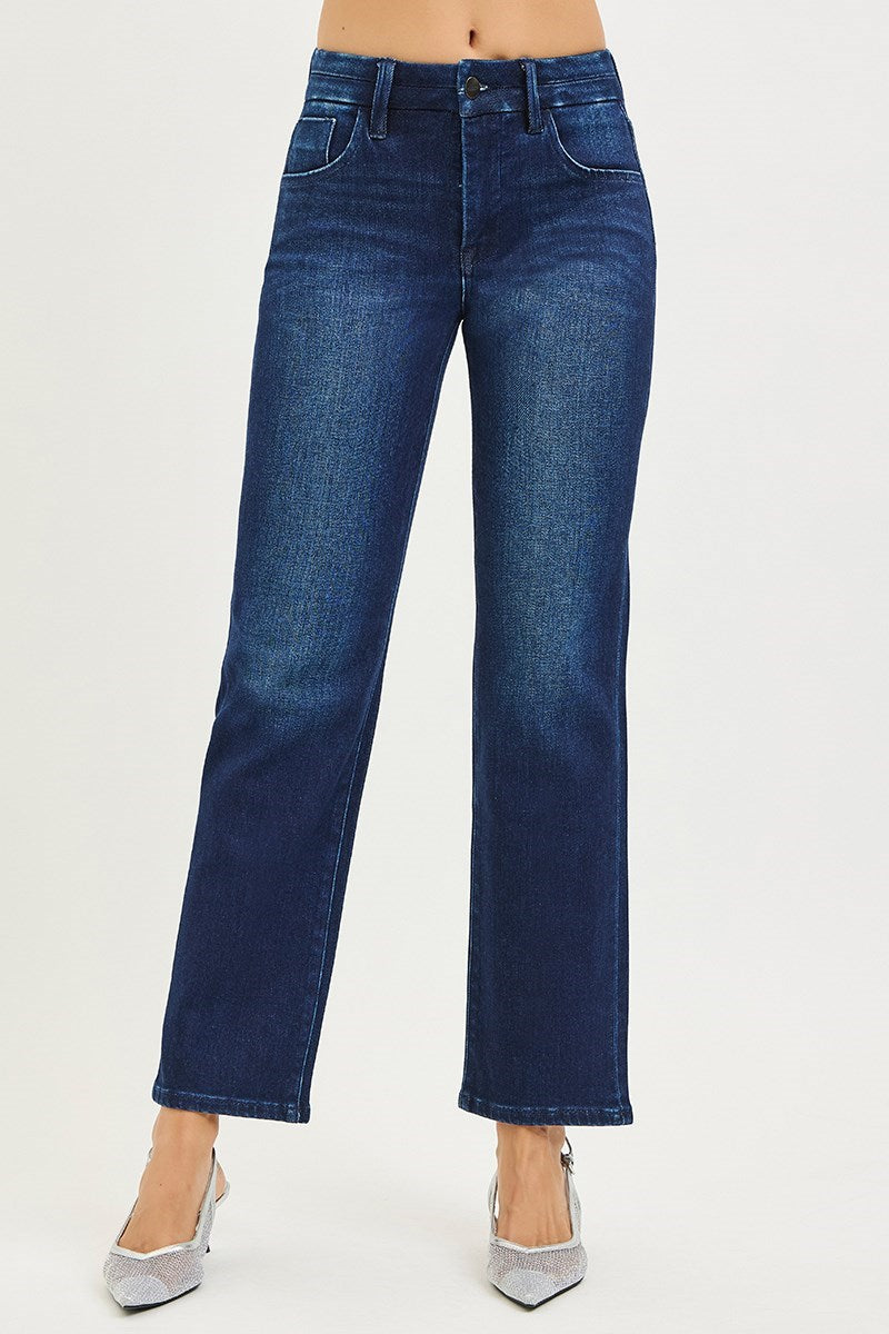 Tummy Control Mid Rise Ankle Straight Jeans