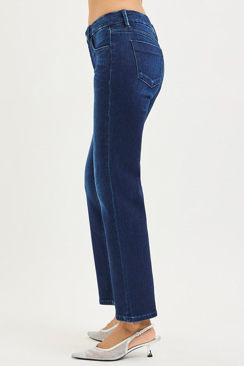 Tummy Control Mid Rise Ankle Straight Jeans