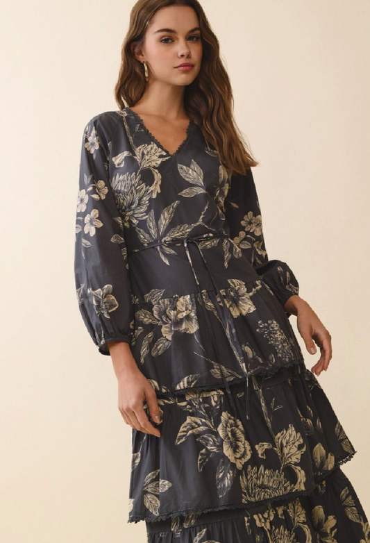 Floral Tiered Midi Dress