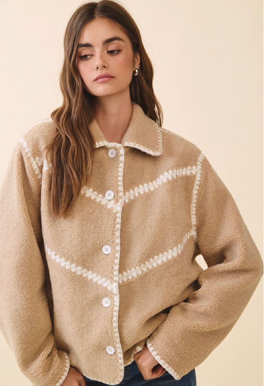 Sherpa Jacket With Stitch Detail