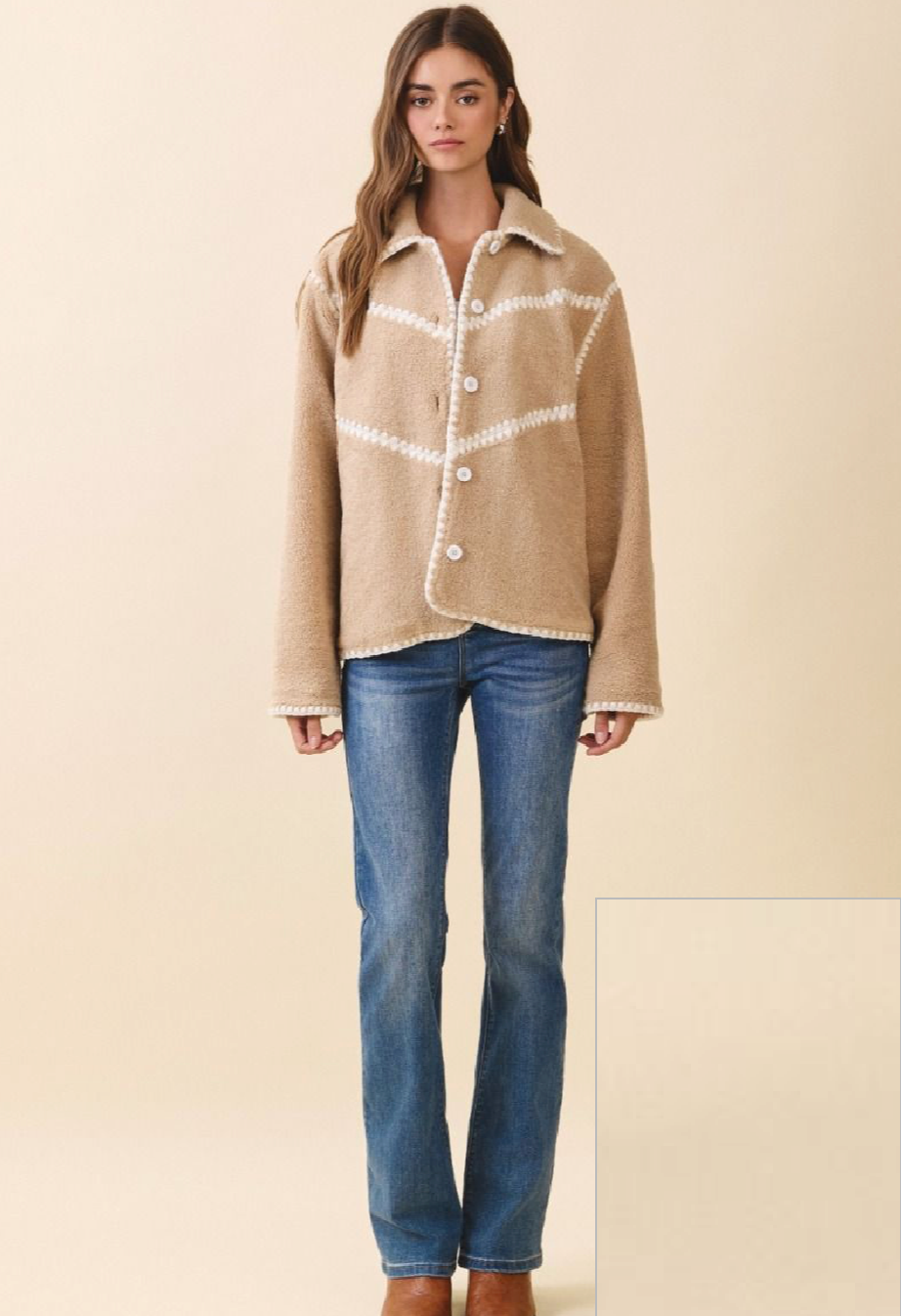 Sherpa Jacket With Stitch Detail