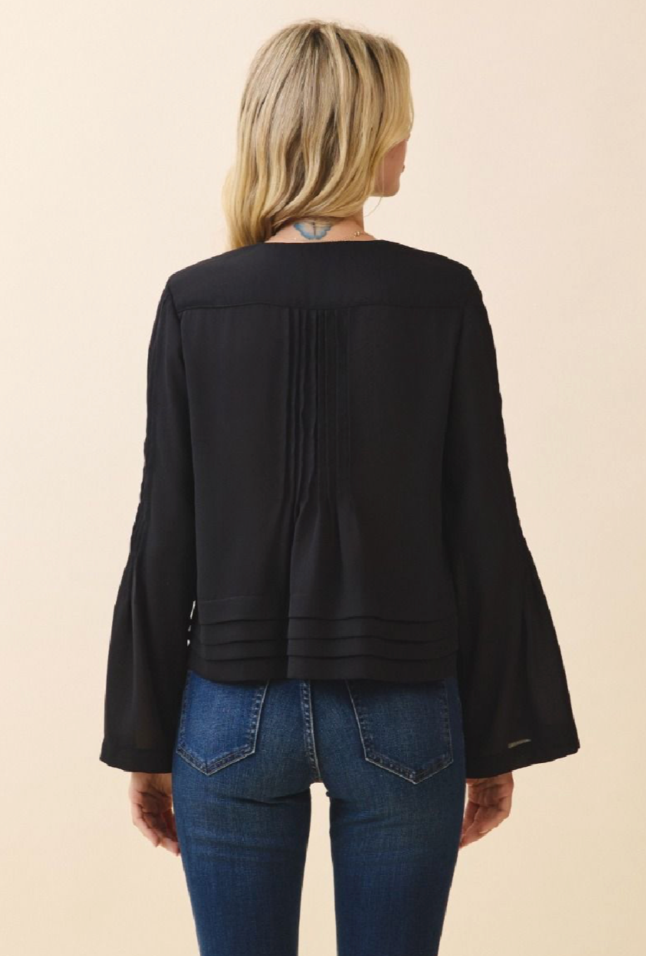 Long Sleeve Blouse with Pleats