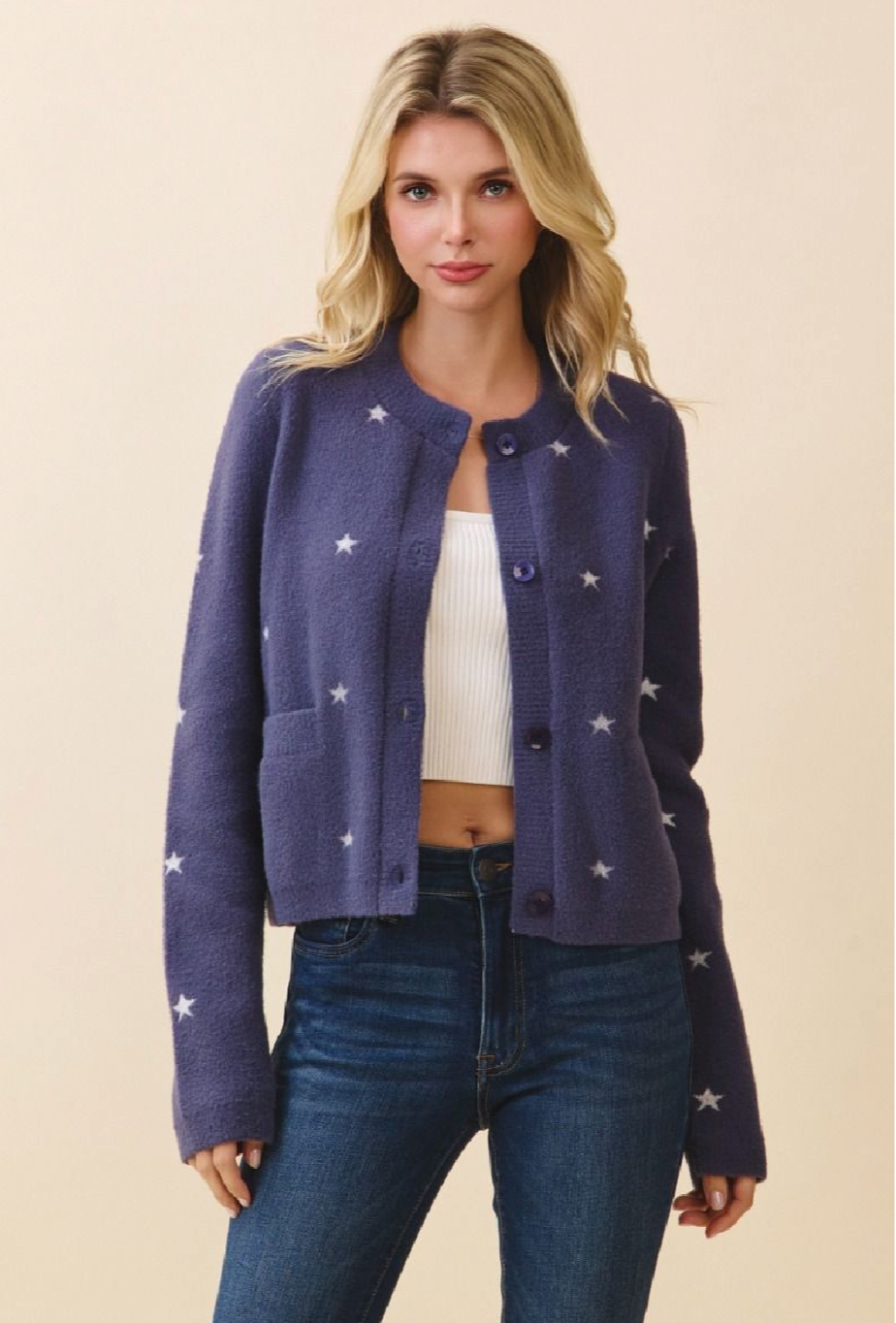 Cozy Knit Cardigan with Stars