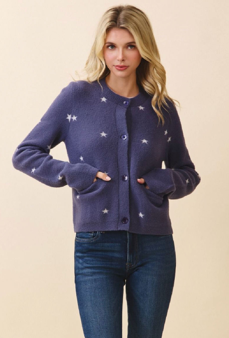 Cozy Knit Cardigan with Stars