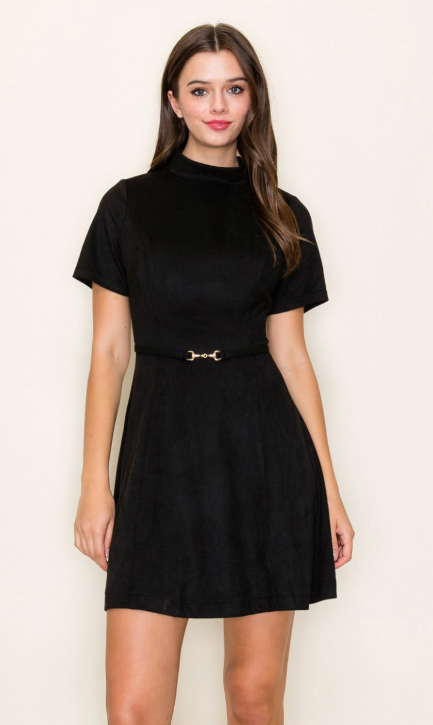 Suede Skater Dress With Belt
