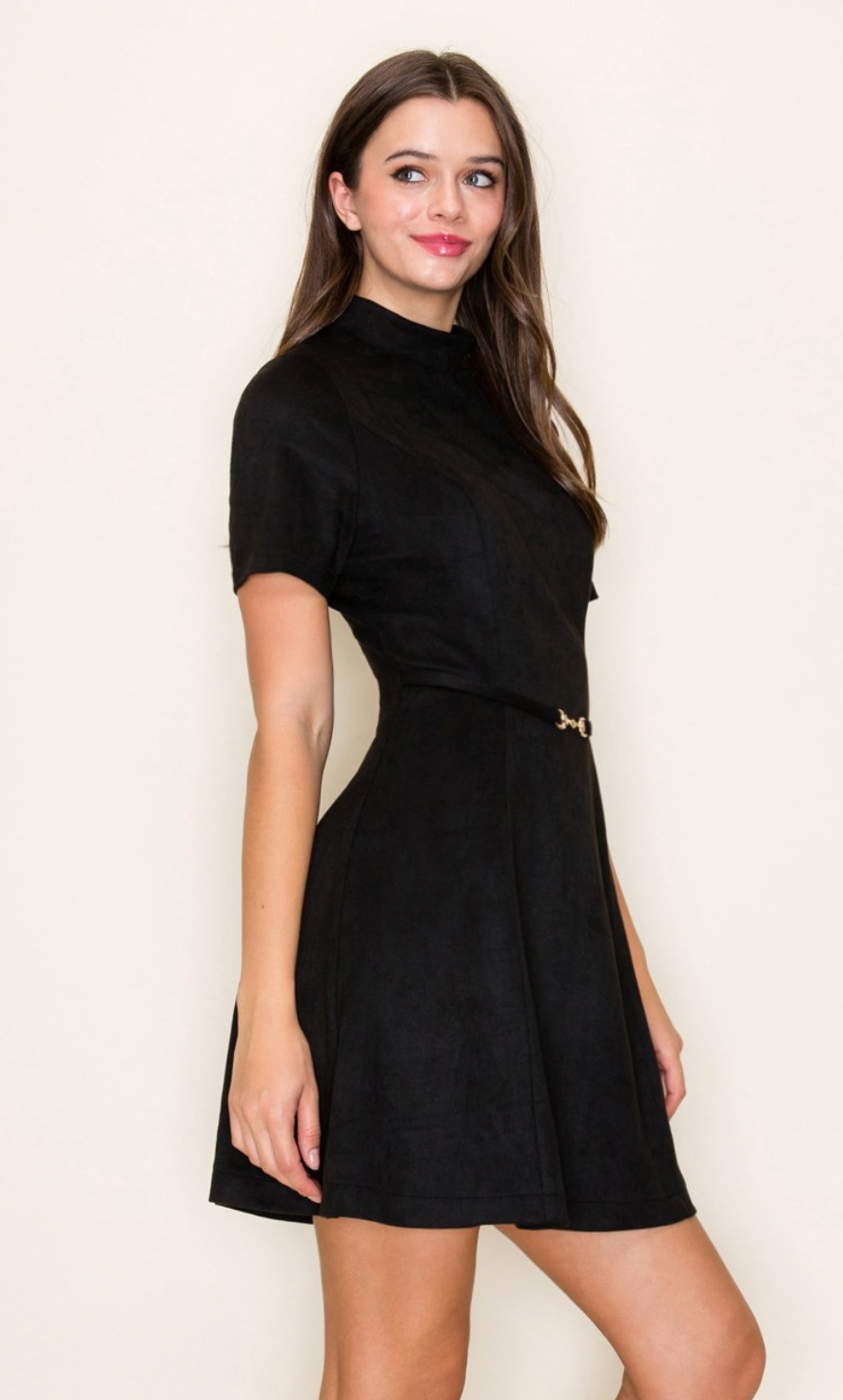 Suede Skater Dress With Belt
