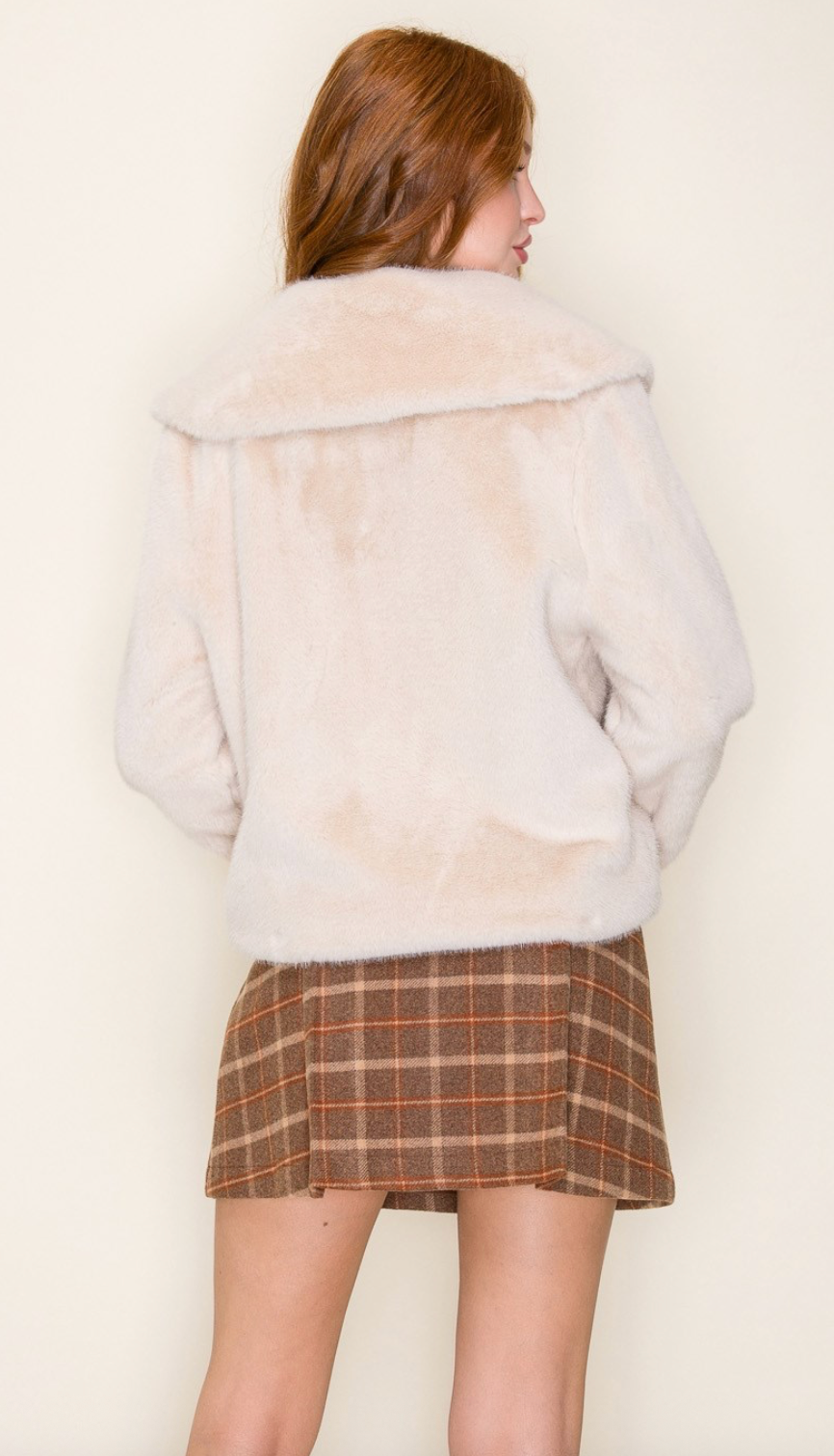 Short Fur Jacket With Gold Buckle