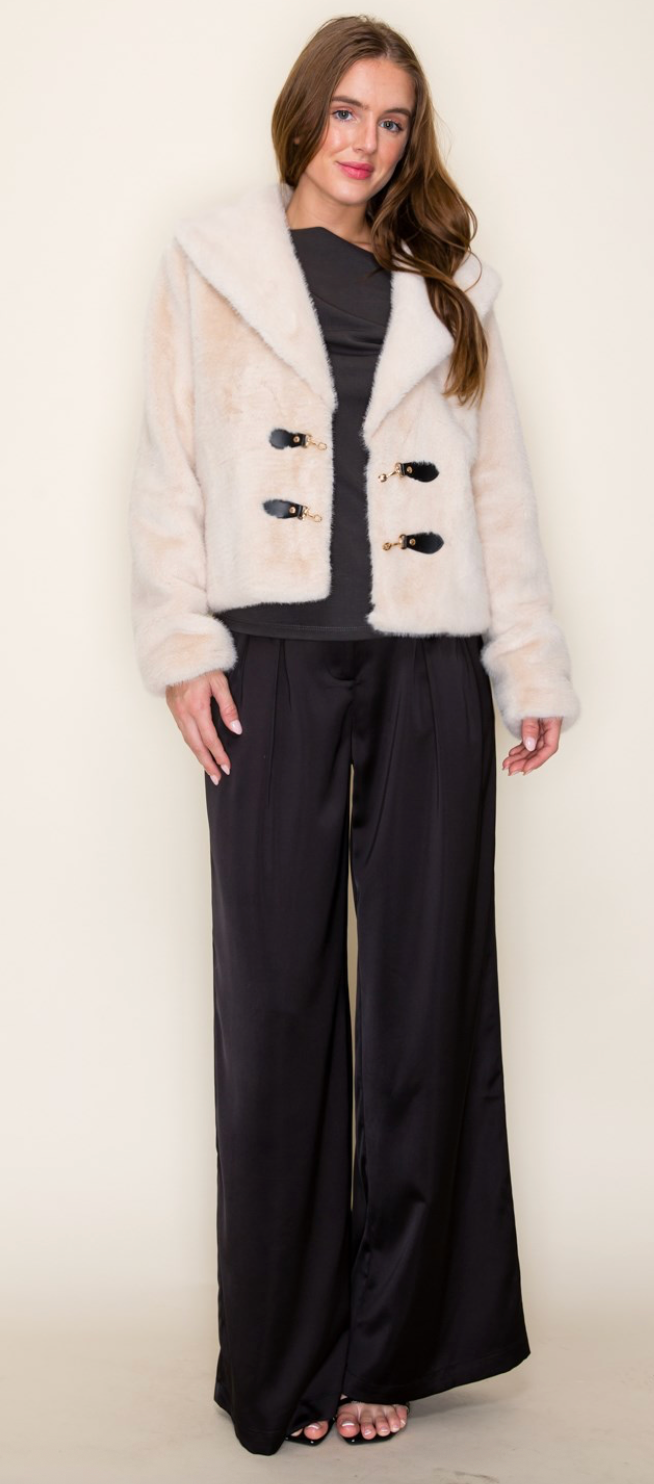 Short Fur Jacket With Gold Buckle