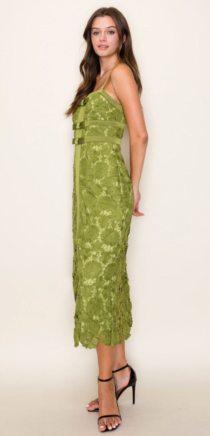 Floral Lace Embroidered Midi Dress