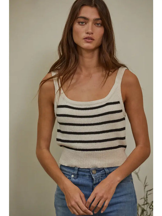 Stella Knit Sweater Cotton Stripe Crop Tank