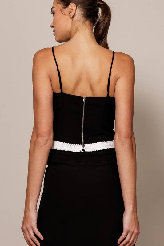 Cami With Contrast Trim Detail And Back Zipper