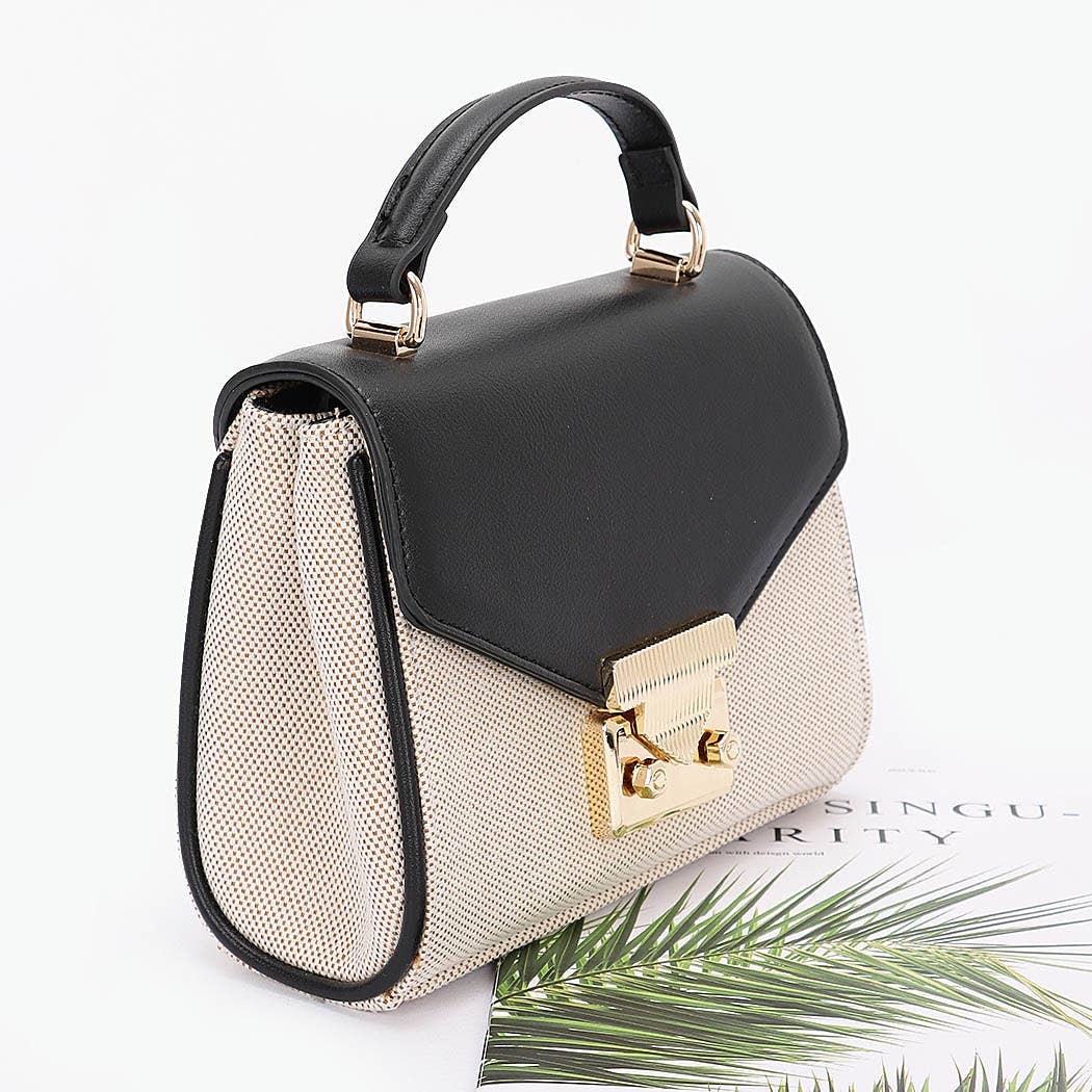 Canvas Top Handle Flap Bag