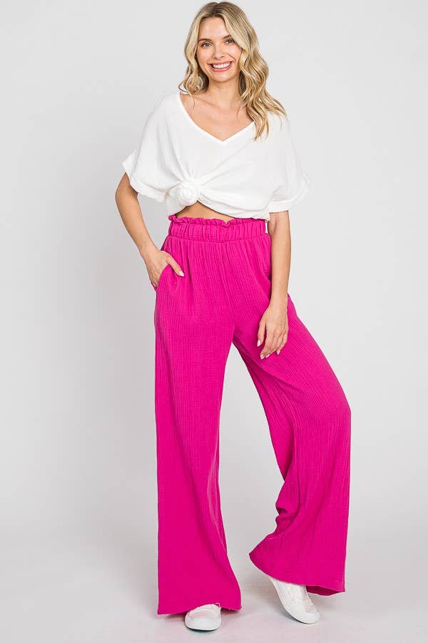 Extended Size Waisted Gauze Pants