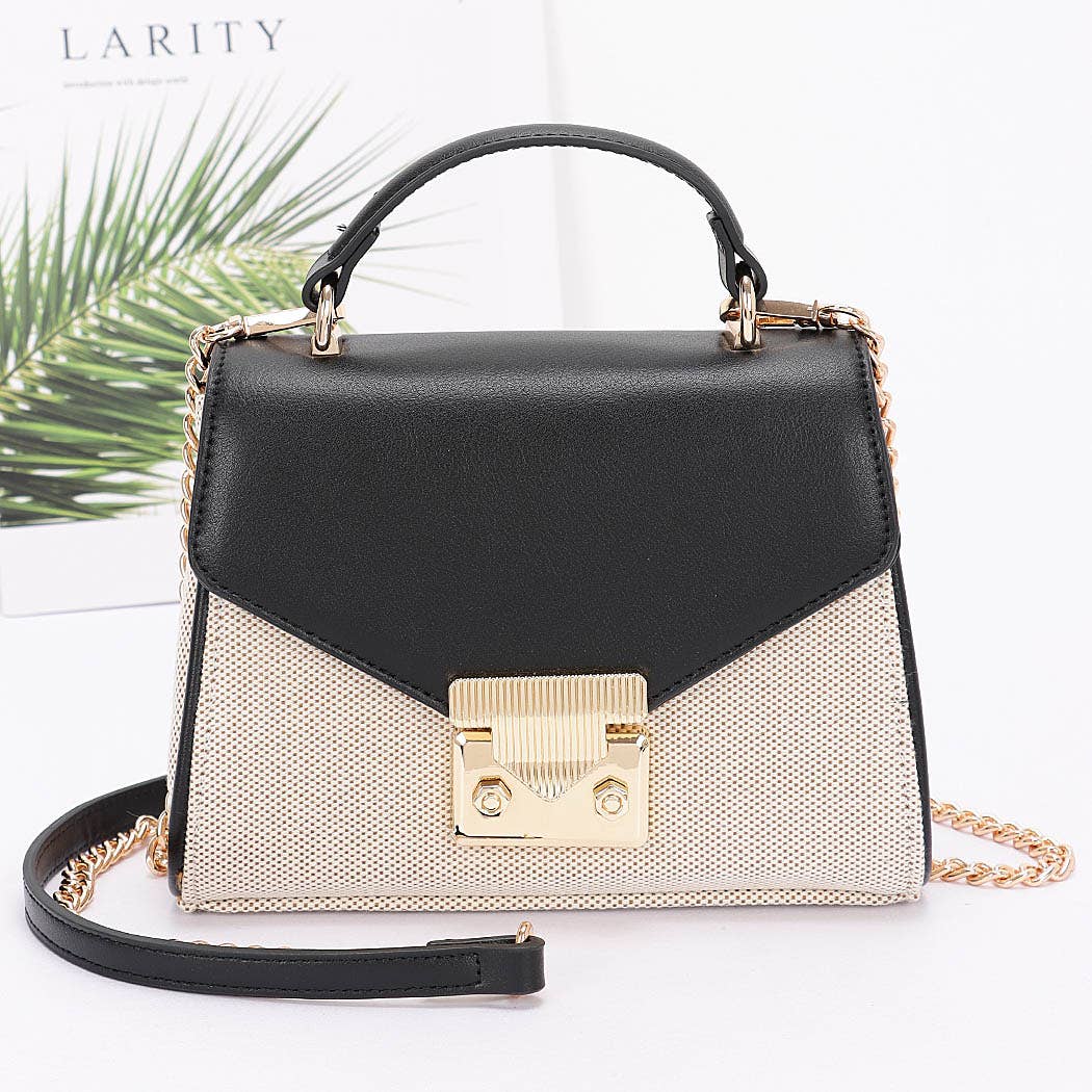 Canvas Top Handle Flap Bag