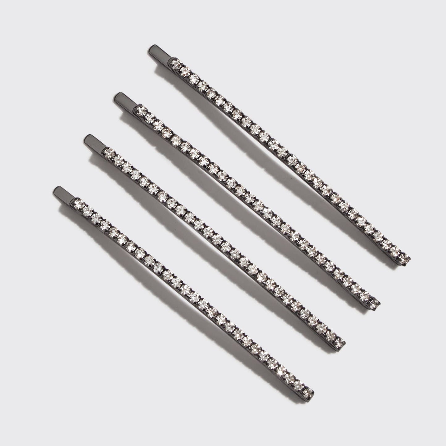 Kitsch - Extra Long Rhinestone Bobby Pins 4 pcs Set - Hematite