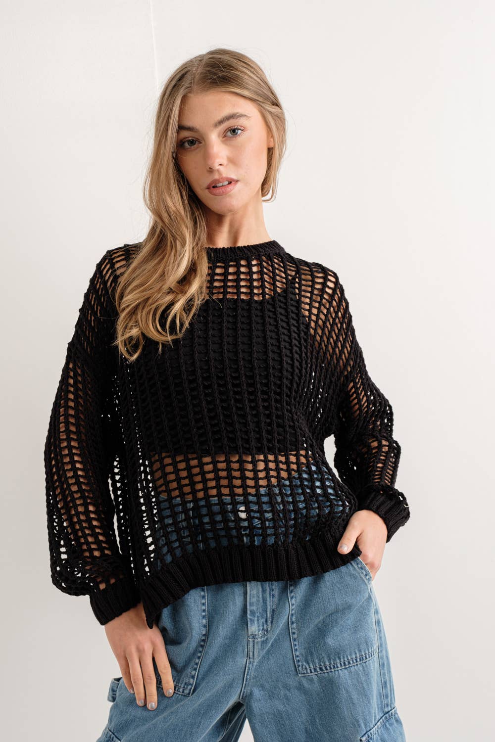 Reyna Fishnet Long Sleeve Sweater