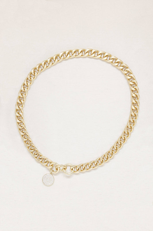 Ettika - Crystal Disc Charm and 18k Gold Plated Chain Necklace