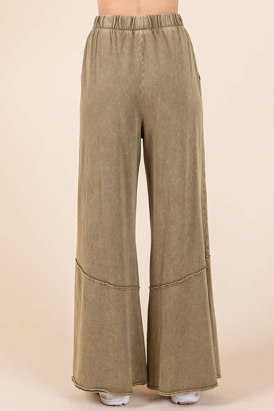 Mineral Wash Wide Flared Leg Lounge Pants