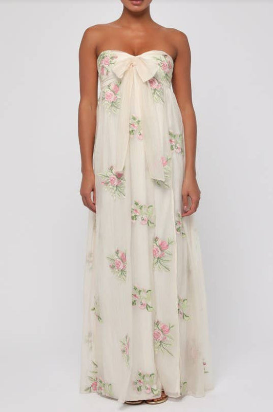 Fiona Strapless Embriodered Maxi Dress