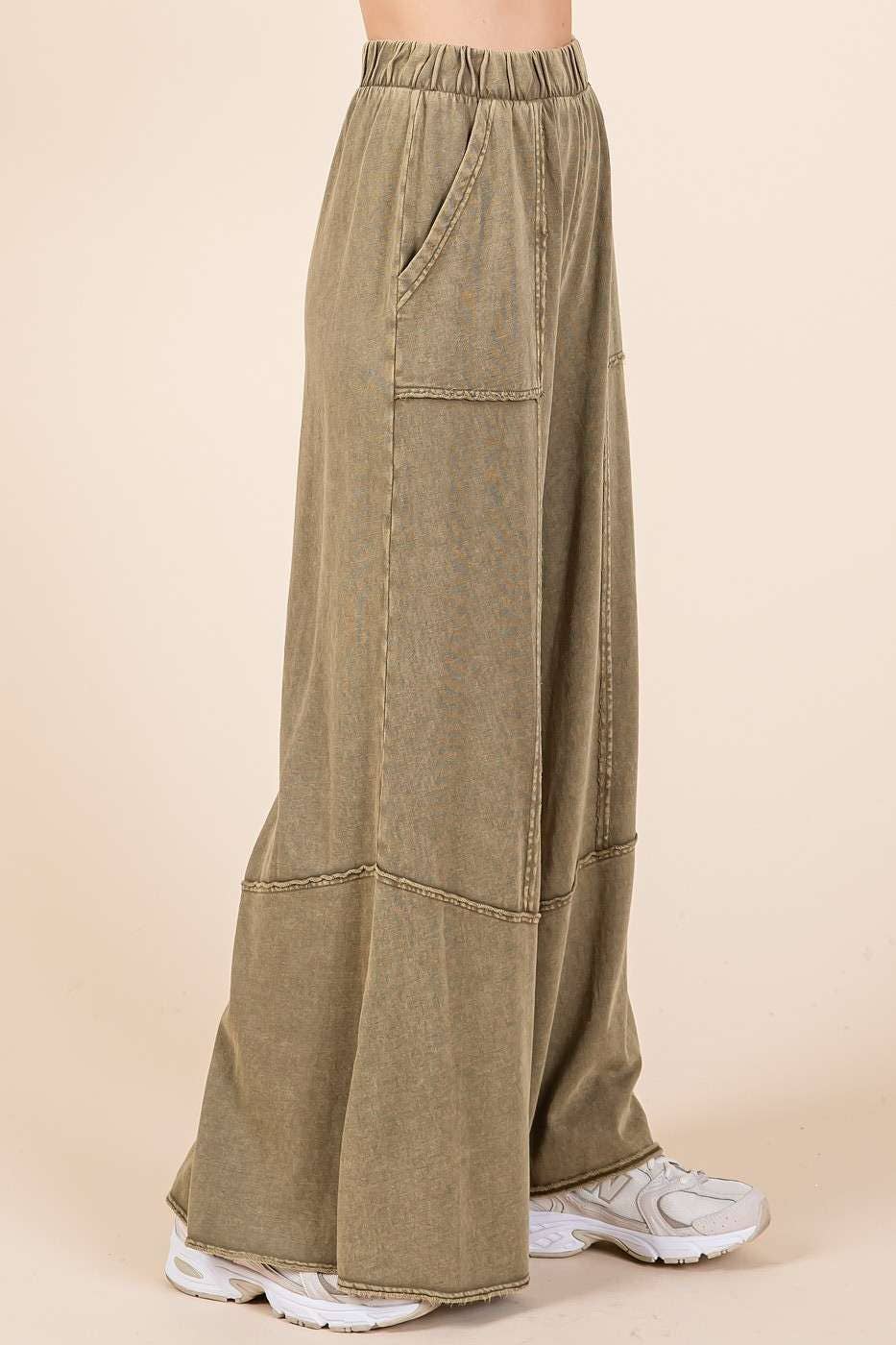 Mineral Wash Wide Flared Leg Lounge Pants