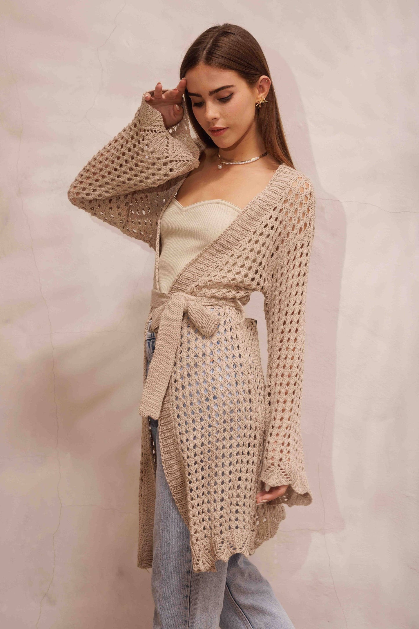 Mesh Long Cardigan