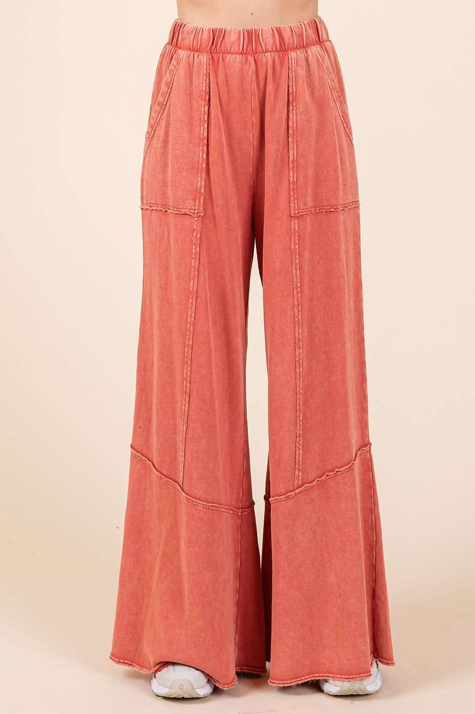 Mineral Wash Wide Flared Leg Lounge Pants