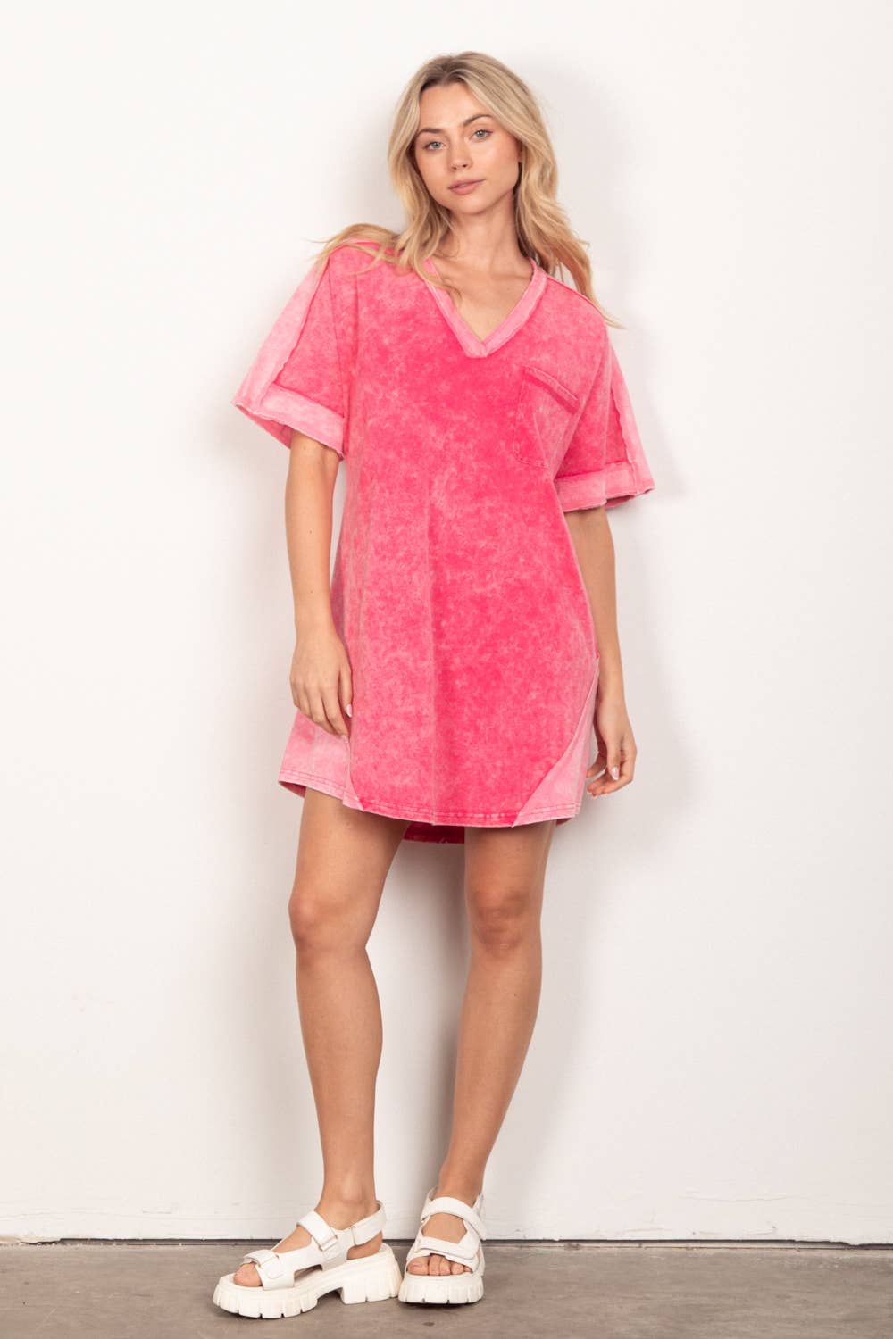 Extended Washed T-shirt Knit Mini Dress