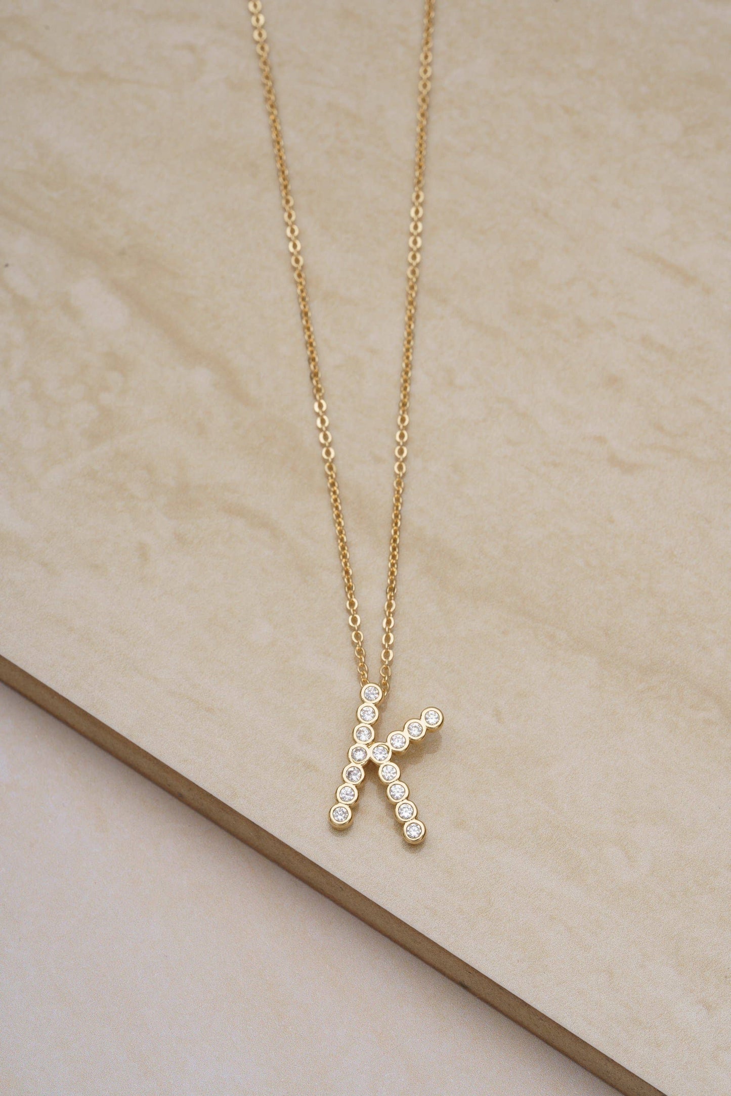 Ettika - Simple Crystal Initial 18k Gold Plated Necklace