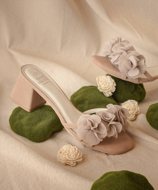 The Noor Dusty Pink | Romantic Petal Detail Heels