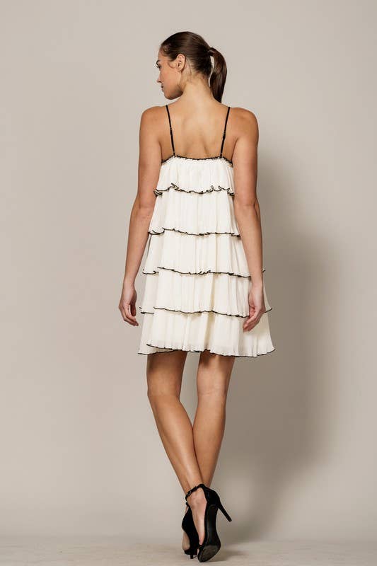 Tiered Strapless Mini Dress With Front Tie