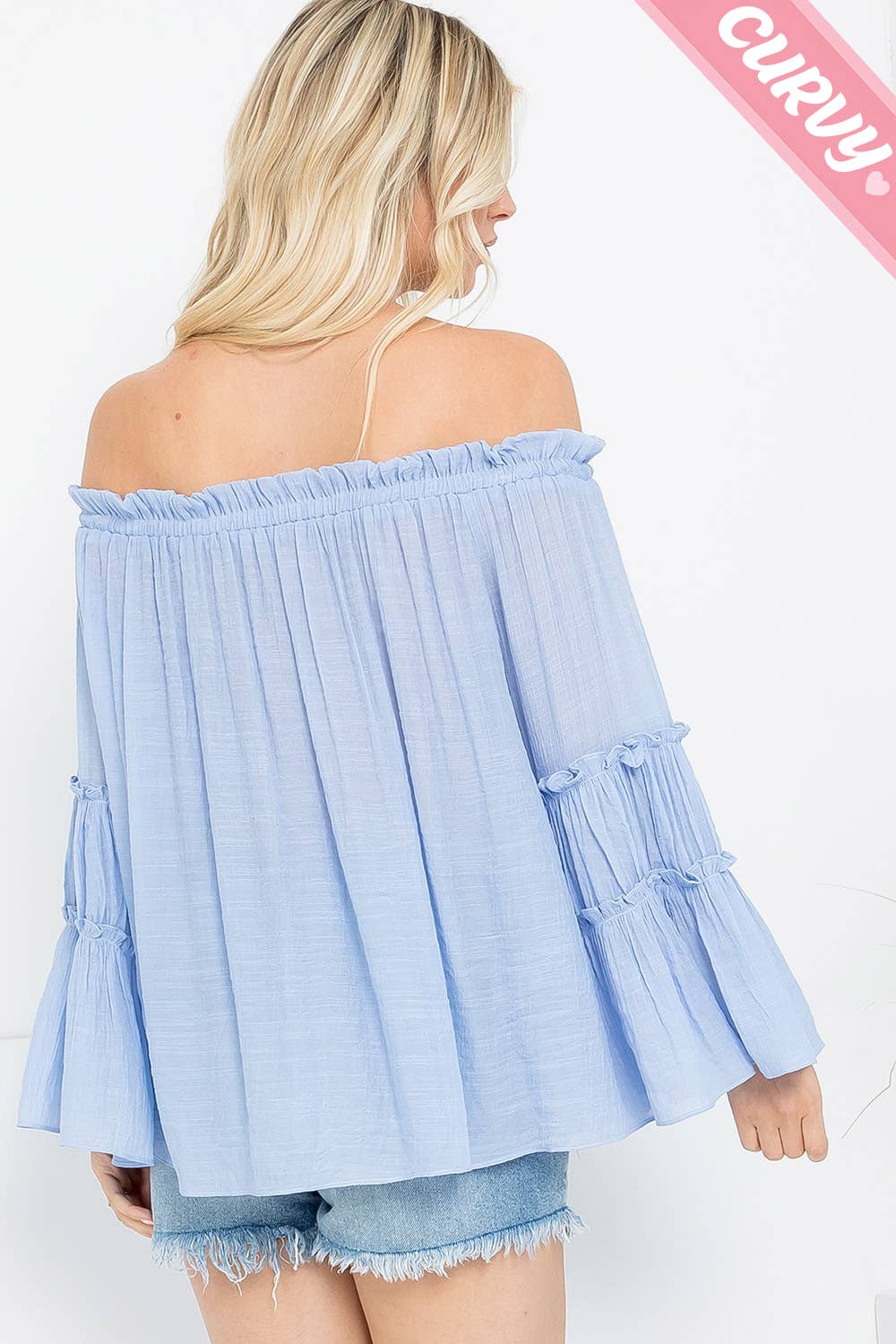 Extended Size Off The Shoulder Tiered Bell Sleeve