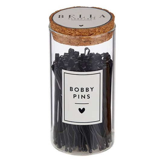 Bella Sleep + Spa - Black Bobby Pins in Jar - Large (75pcs)