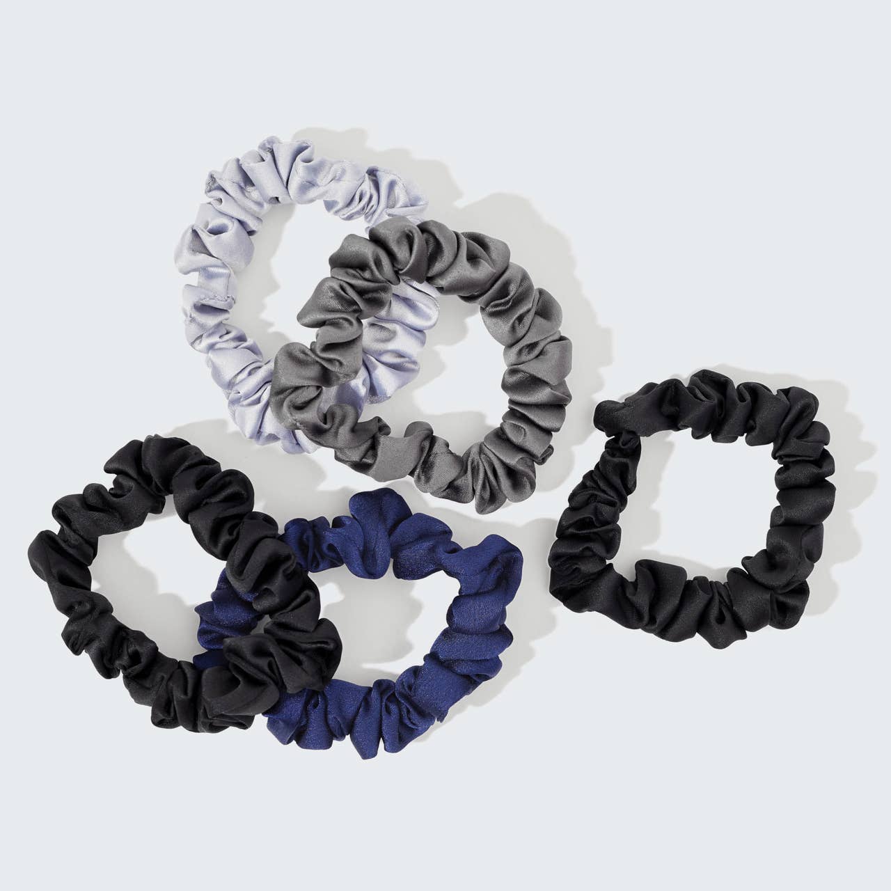 Satin Petite Scrunchie 5pc-Midnight